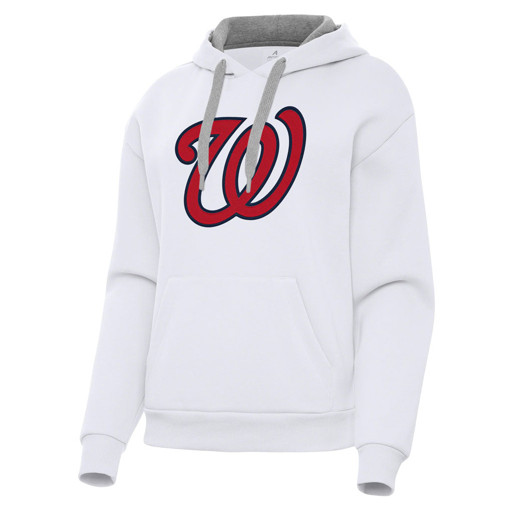 MLB Washington Nationals Women's Antigua Full Front Victory Pullover Hoodie - White