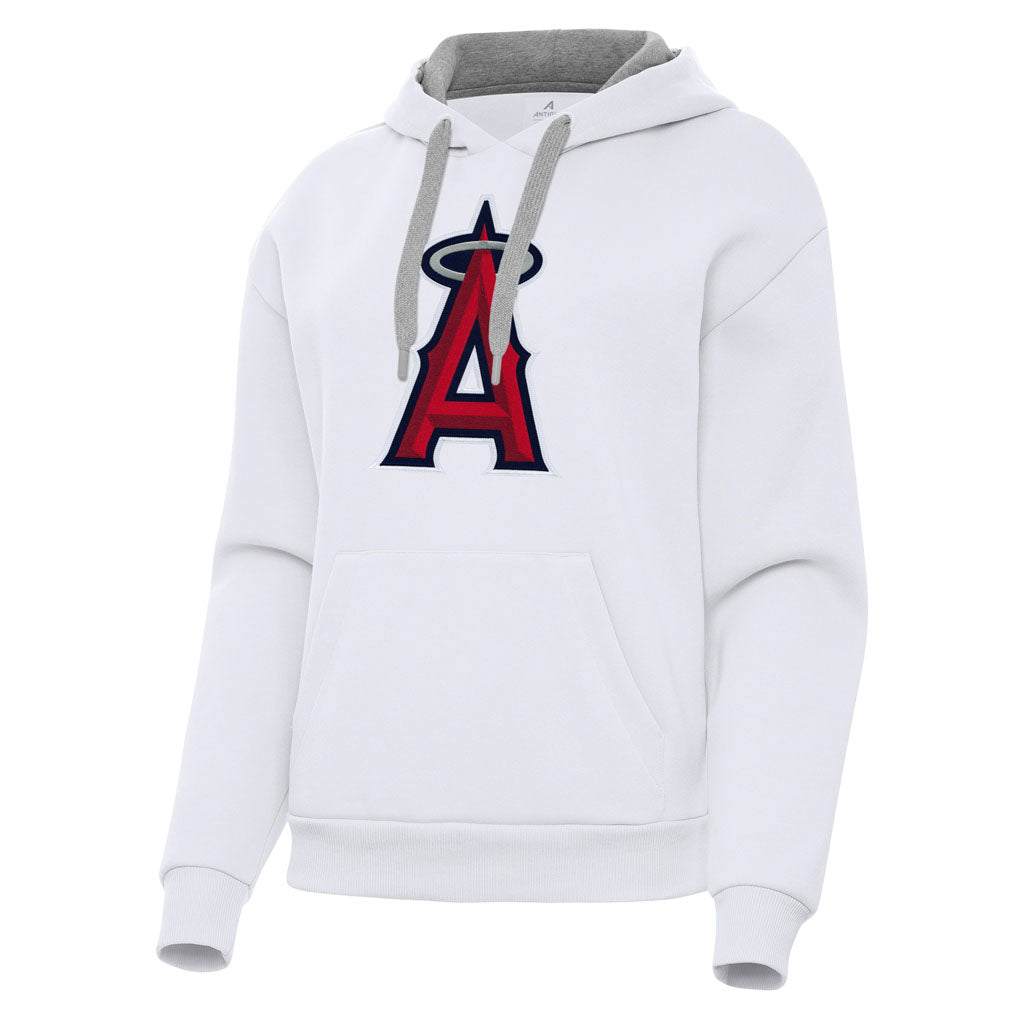 MLB Los Angeles Angels Women's Antigua Full Front Victory Pullover Hoodie - White