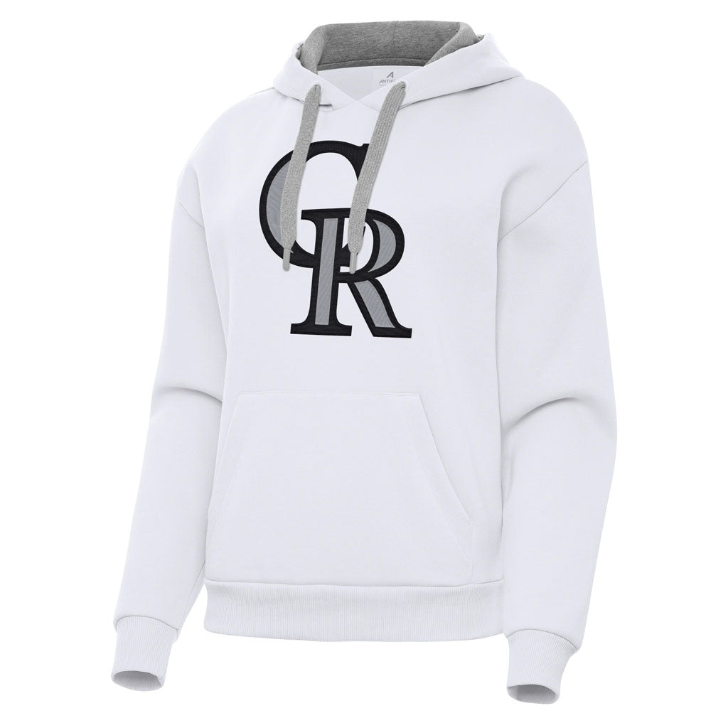 MLB Colorado Rockies Women's Antigua Full Front Victory Pullover Hoodie - White