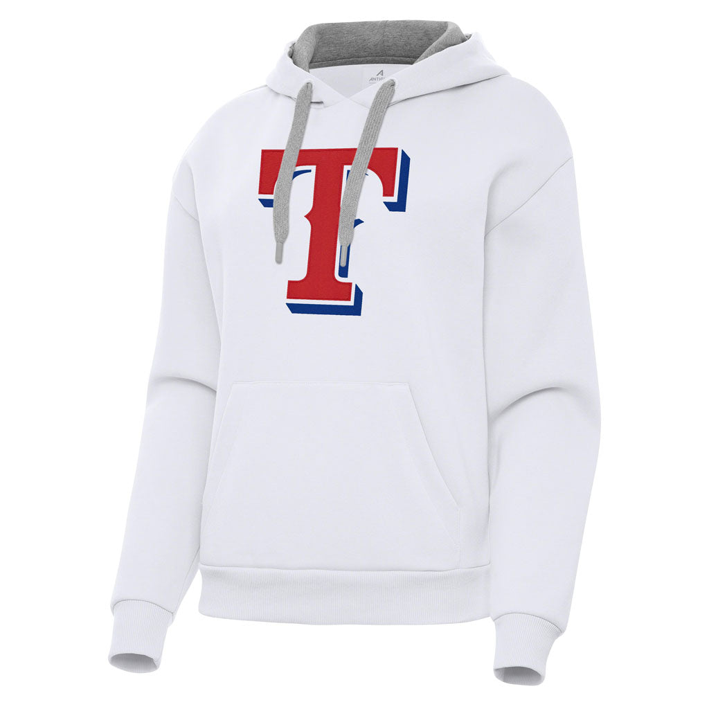 MLB Texas Rangers Women's Antigua Full Front Victory Pullover Hoodie - White