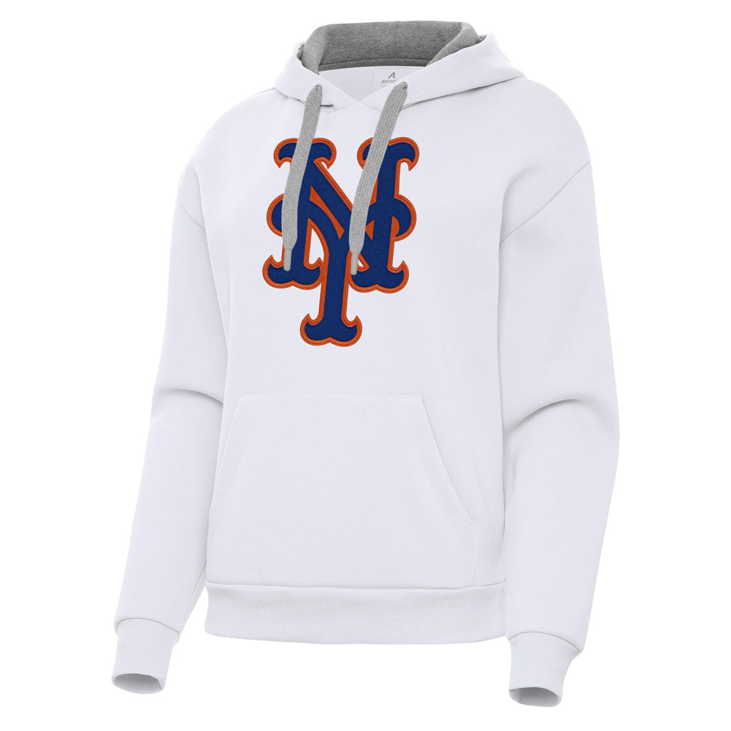 MLB New York Mets Women's Antigua Full Front Victory Pullover Hoodie - White
