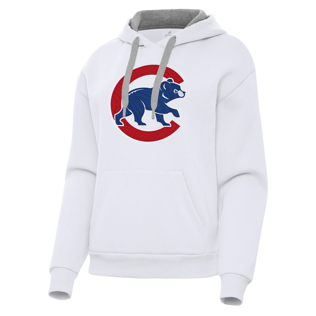 MLB Chicago Cubs Women's Antigua Full Front Victory Pullover Hoodie - White
