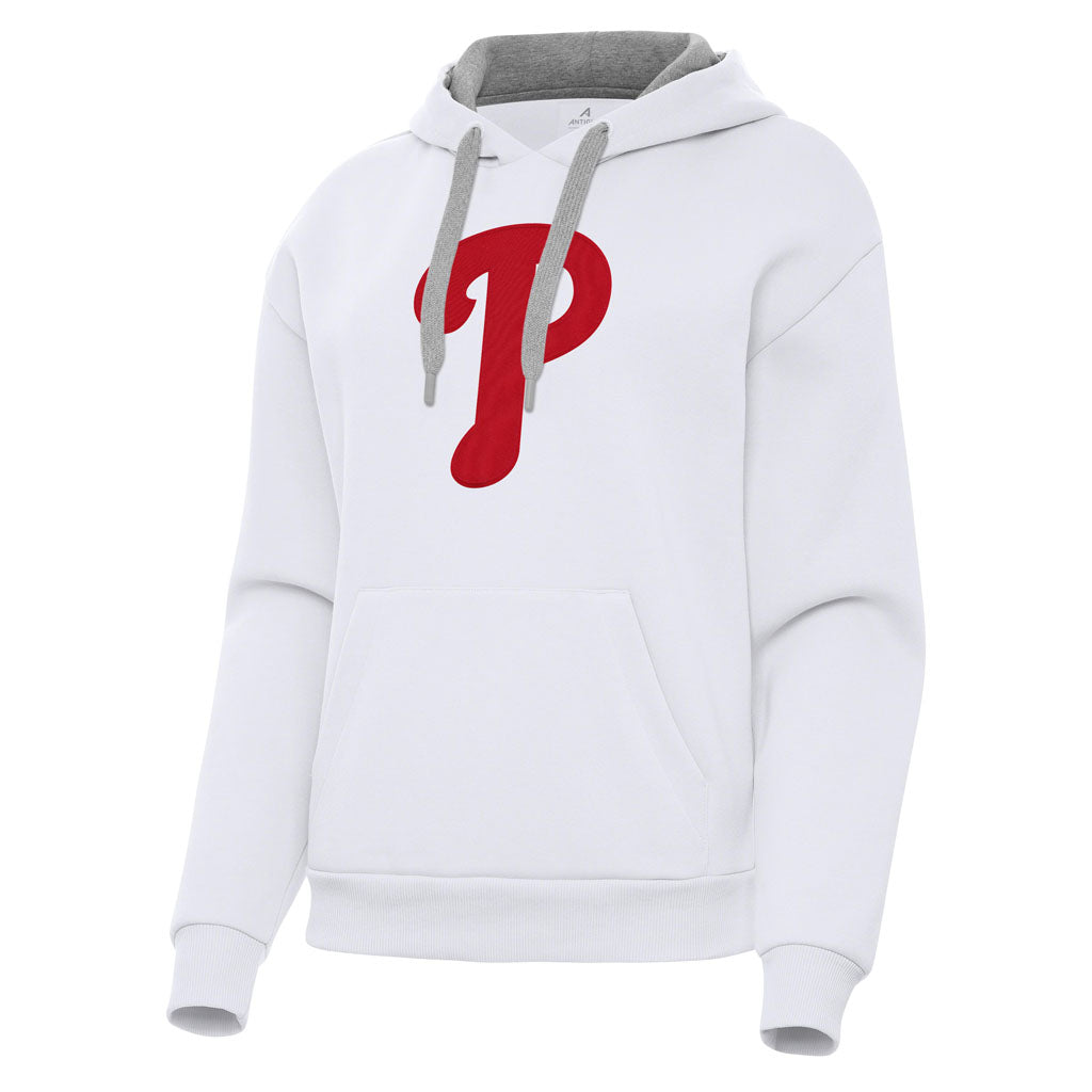 MLB Philadelphia Phillies Women's Antigua Full Front Victory Pullover Hoodie - White