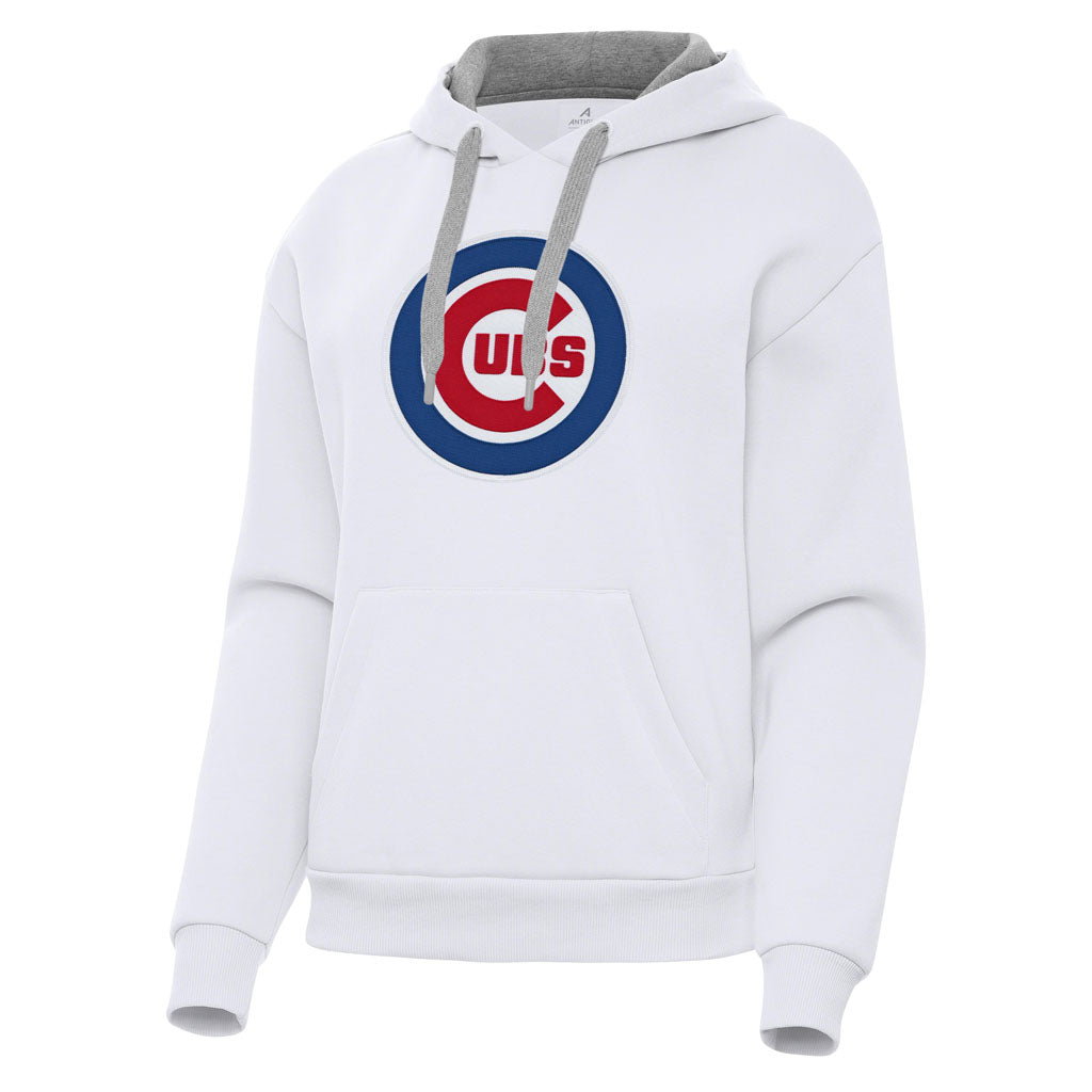 MLB Chicago Cubs Women's Antigua Full Front Victory Pullover Hoodie - White