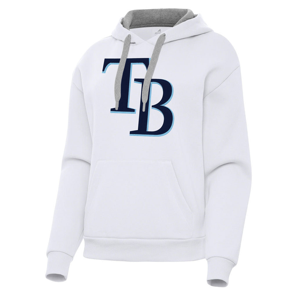 MLB Tampa Bay Rays Women's Antigua Full Front Victory Pullover Hoodie - White