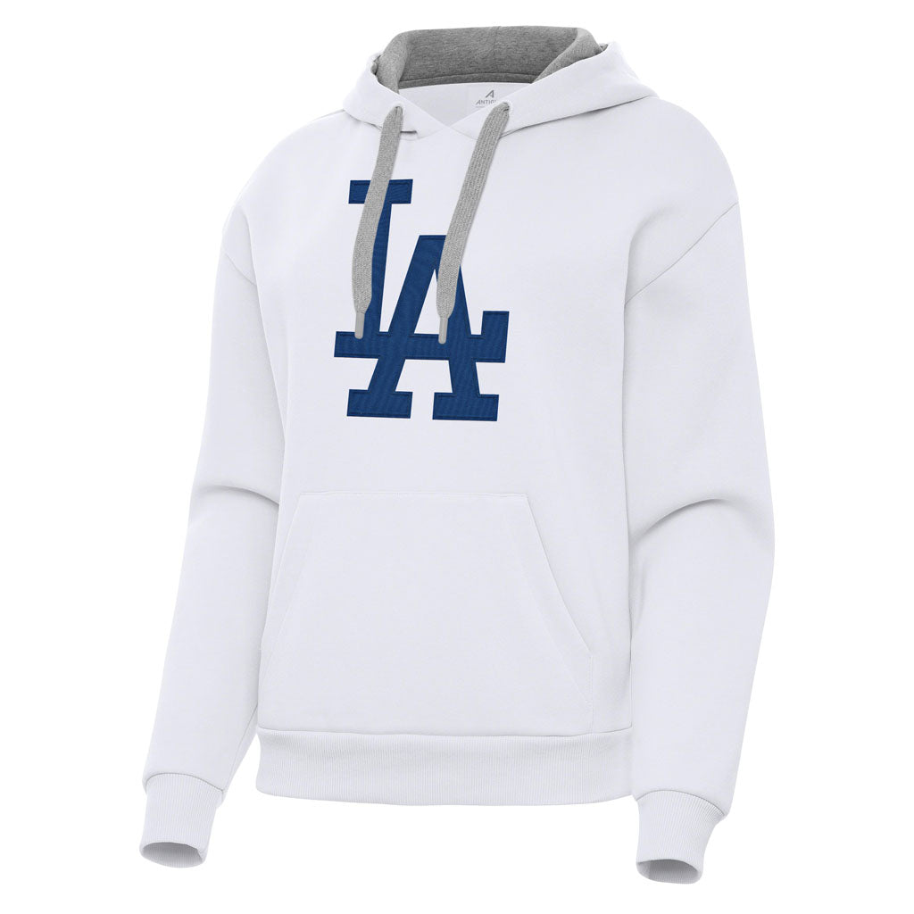 MLB Los Angeles Dodgers Women's Antigua Full Front Victory Pullover Hoodie - White