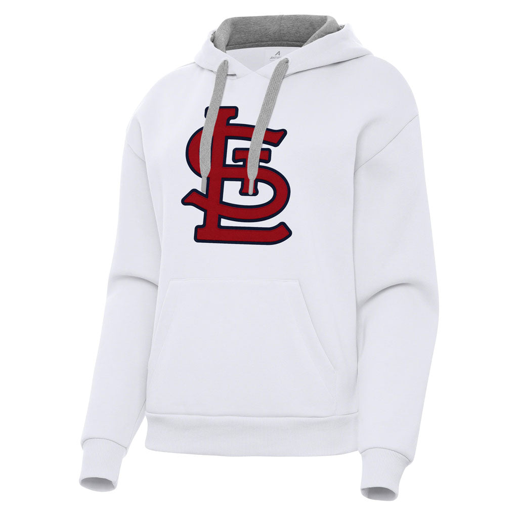 MLB St. Louis Cardinals Women's Antigua Full Front Victory Pullover Hoodie - White