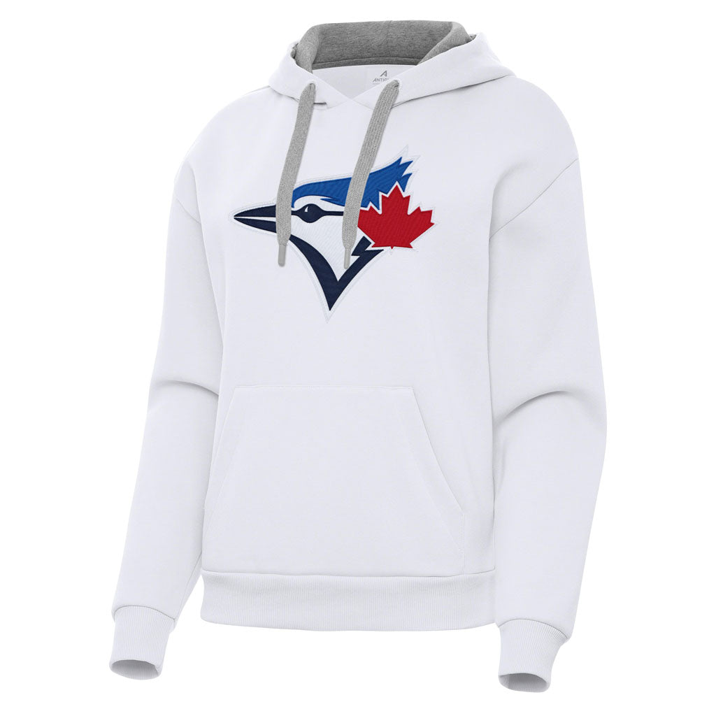 MLB Toronto Blue Jays Women's Antigua Full Front Victory Pullover Hoodie - White