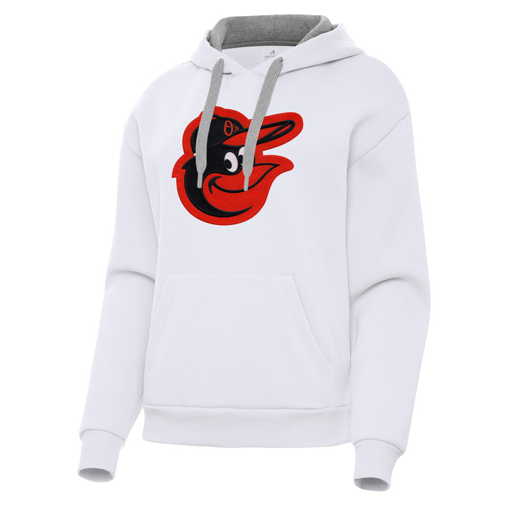 MLB Baltimore Orioles Women's Antigua Full Front Victory Pullover Hoodie - White