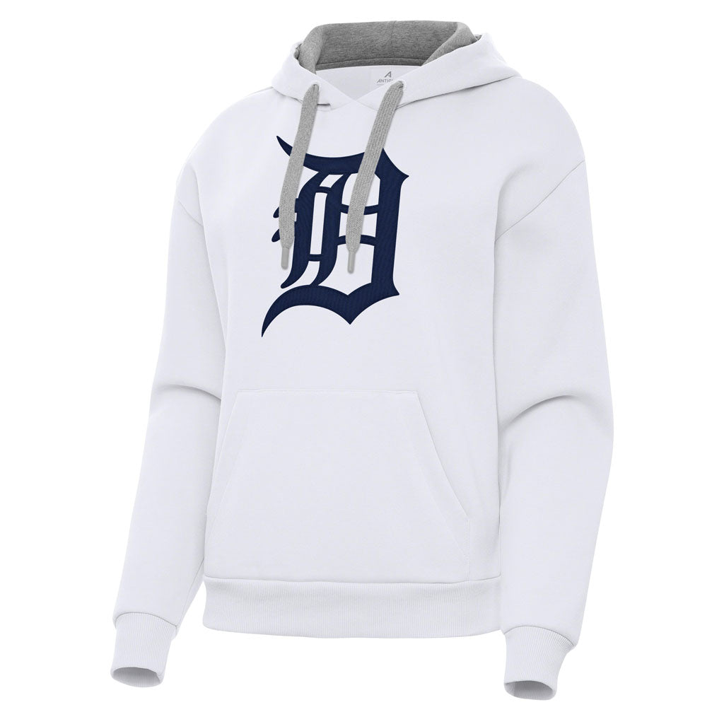 MLB Detroit Tigers Women's Antigua Full Front Victory Pullover Hoodie - White