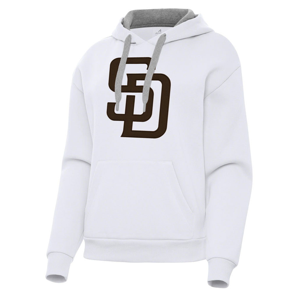 MLB San Diego Padres Women's Antigua Full Front Victory Pullover Hoodie - White
