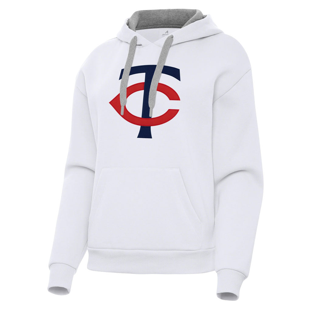MLB Minnesota Twins Women's Antigua Full Front Victory Pullover Hoodie - White
