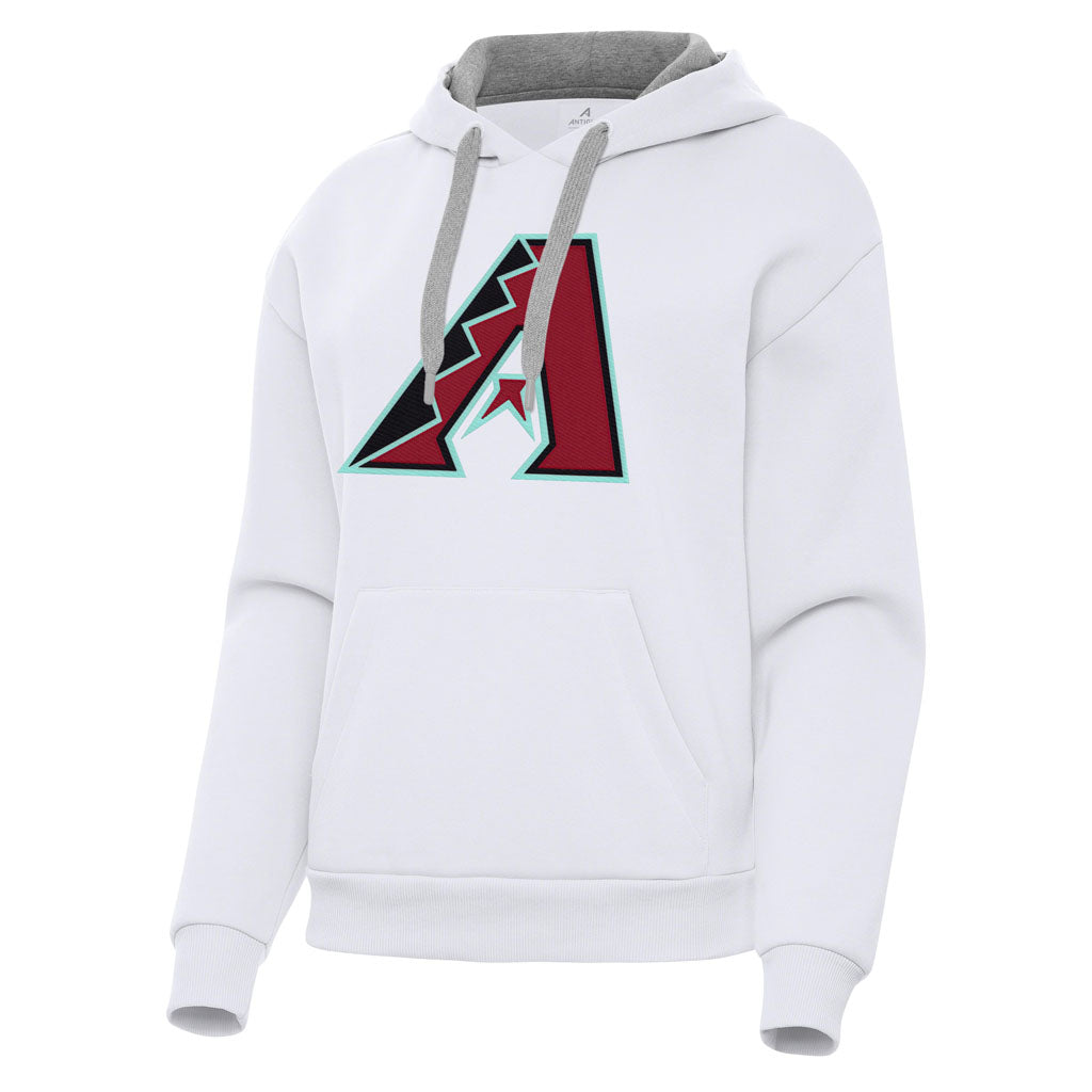 MLB Arizona Diamondbacks Women's Antigua Full Front Victory Pullover Hoodie - White
