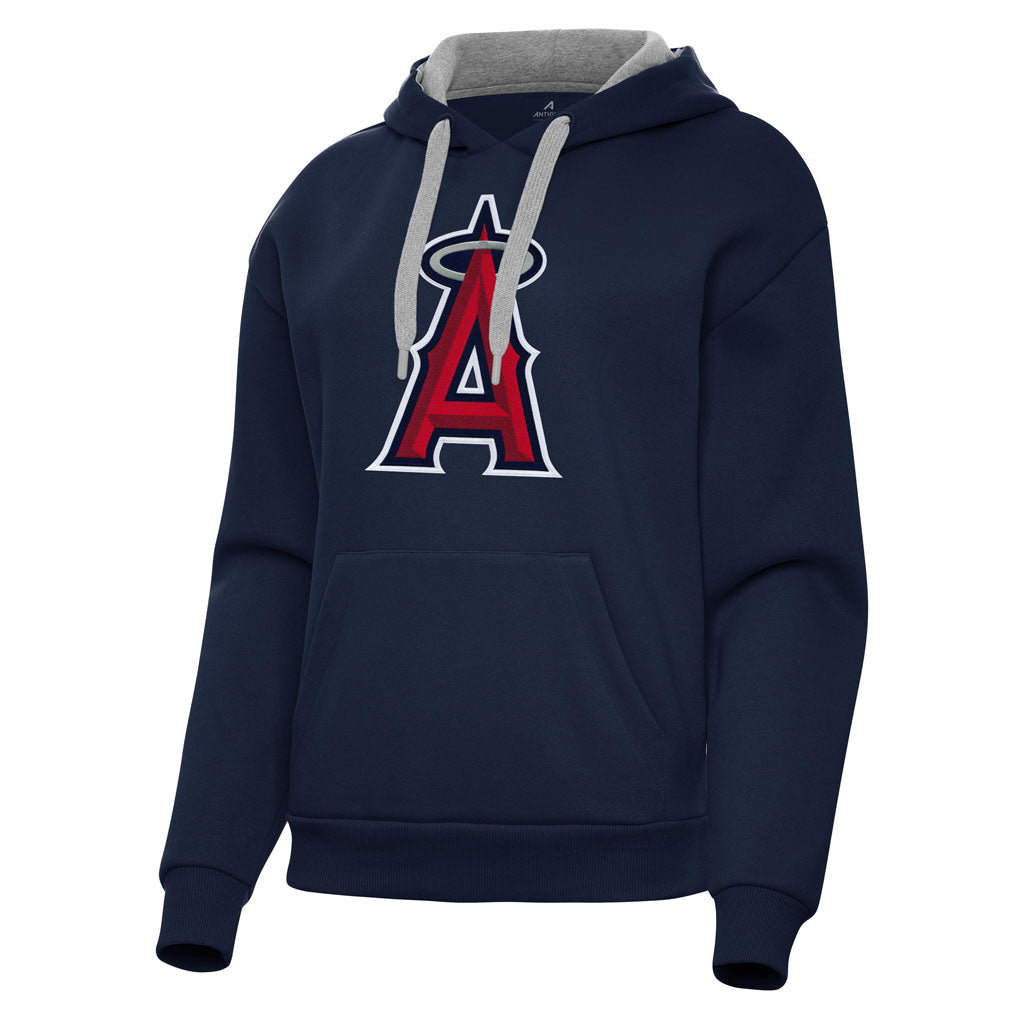 MLB Los Angeles Angels Women's Antigua Full Front Victory Pullover Hoodie - Navy