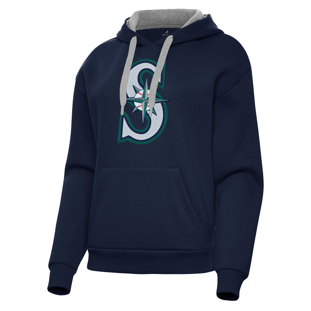 MLB Seattle Mariners Women's Antigua Full Front Victory Pullover Hoodie - Navy