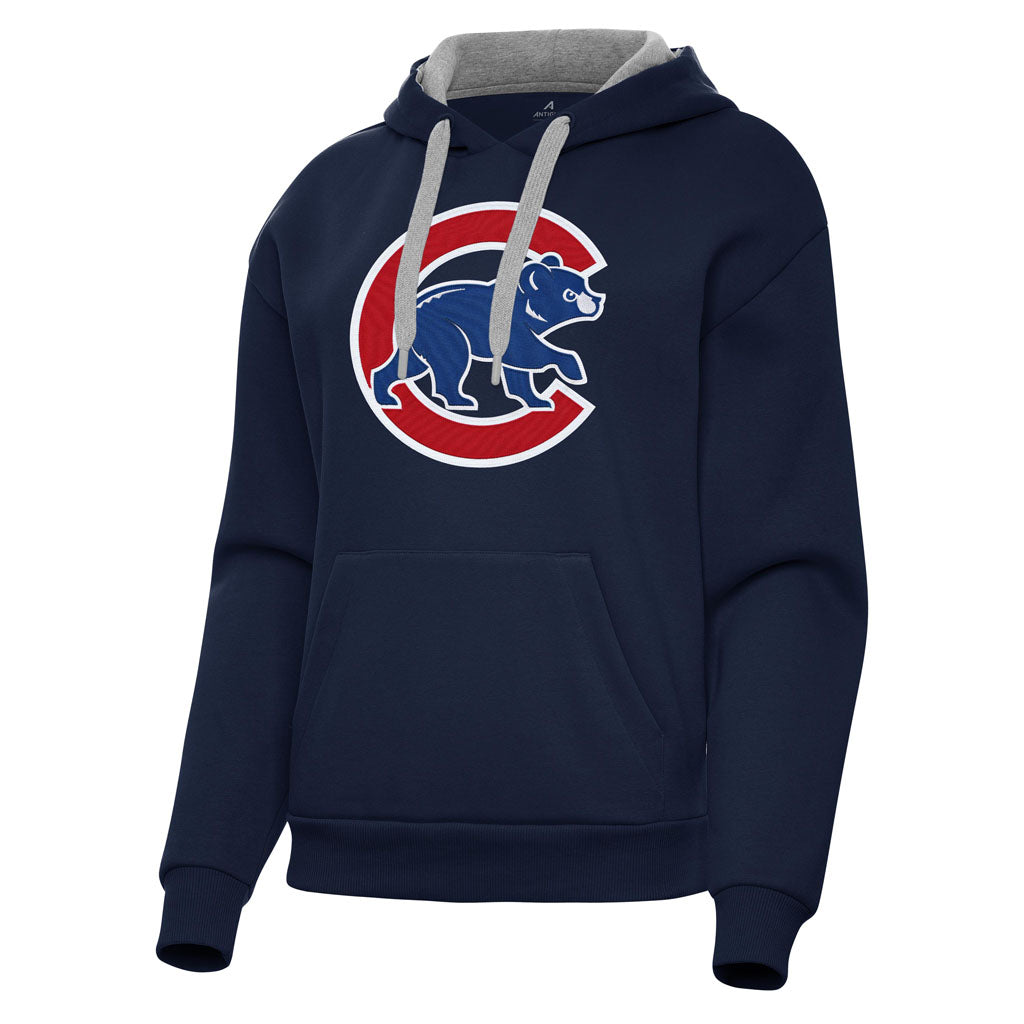 MLB Chicago Cubs Women's Antigua Full Front Victory Pullover Hoodie - Navy