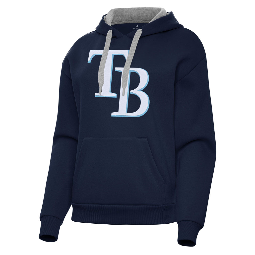 MLB Tampa Bay Rays Women's Antigua Full Front Victory Pullover Hoodie - Navy