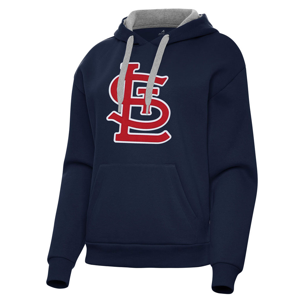 MLB St. Louis Cardinals Women's Antigua Full Front Victory Pullover Hoodie - Navy