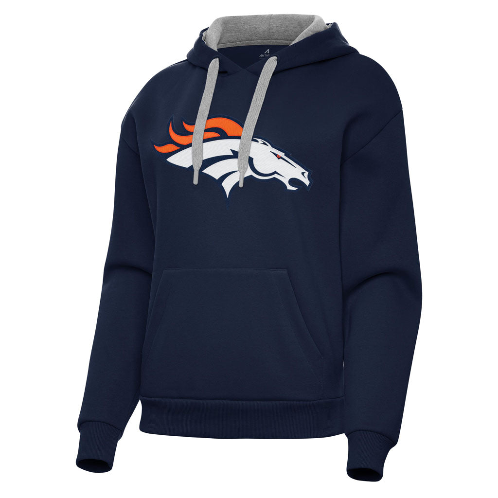 NFL Denver Broncos Women's Antigua Full Front Victory Pullover Hoodie - Navy