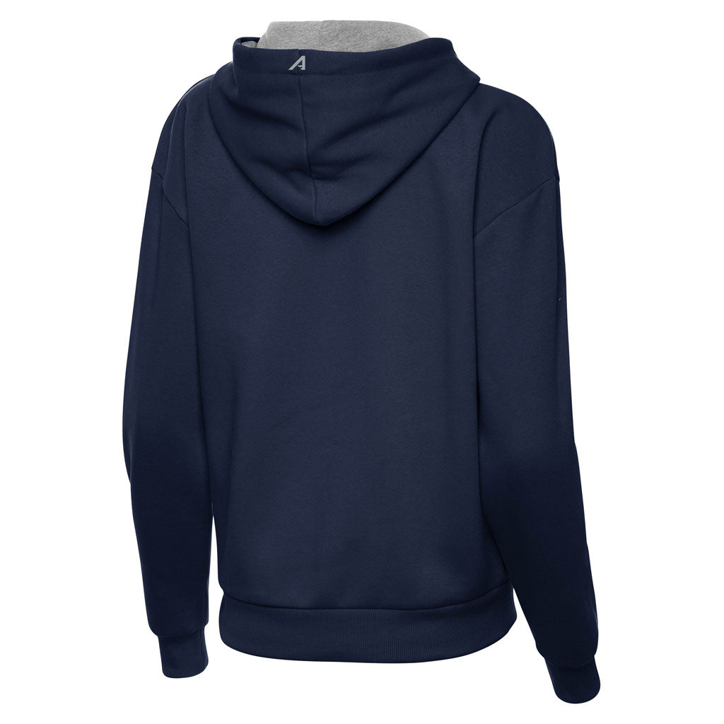 NFL New England Patriots Women's Antigua Full Front Victory Pullover Hoodie - Navy