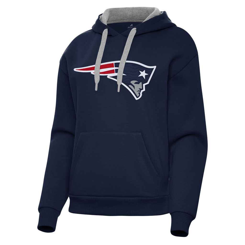 NFL New England Patriots Women's Antigua Full Front Victory Pullover Hoodie - Navy