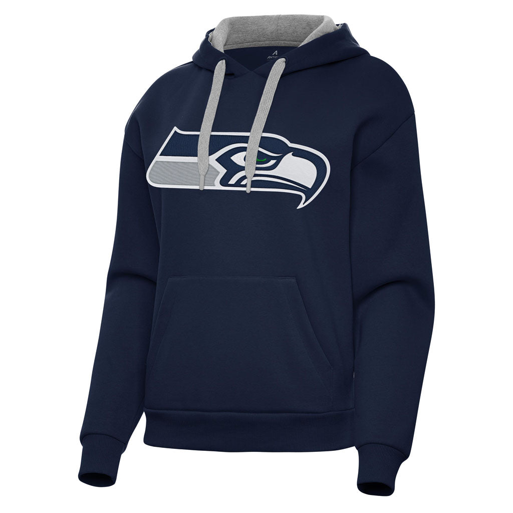 NFL Seattle Seahawks Women's Antigua Full Front Victory Pullover Hoodie - Navy
