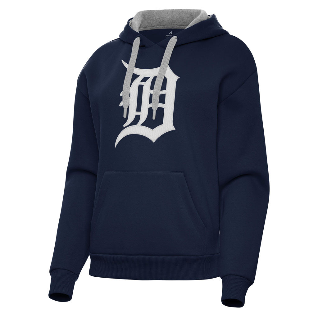 MLB Detroit Tigers Women's Antigua Full Front Victory Pullover Hoodie - Navy