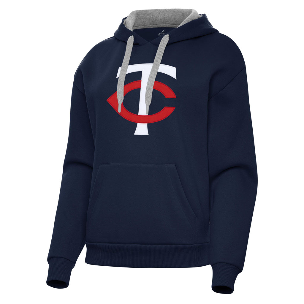 MLB Minnesota Twins Women's Antigua Full Front Victory Pullover Hoodie - Navy