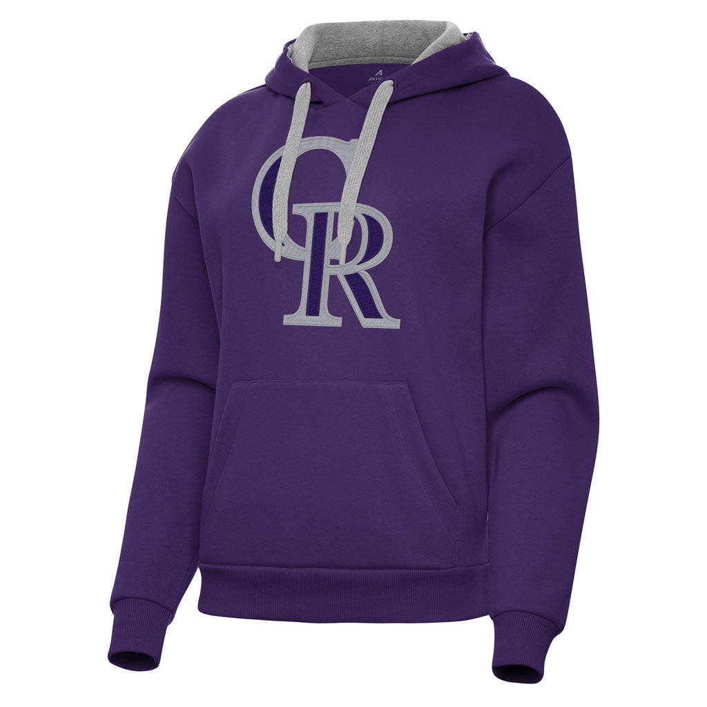 MLB Colorado Rockies Women's Antigua Full Front Victory Pullover Hoodie - Purple