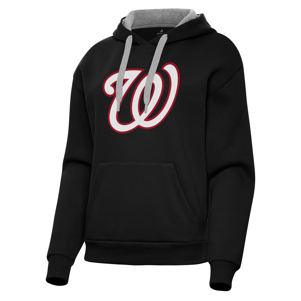 MLB Washington Nationals Women's Antigua Full Front Victory Pullover Hoodie - Black