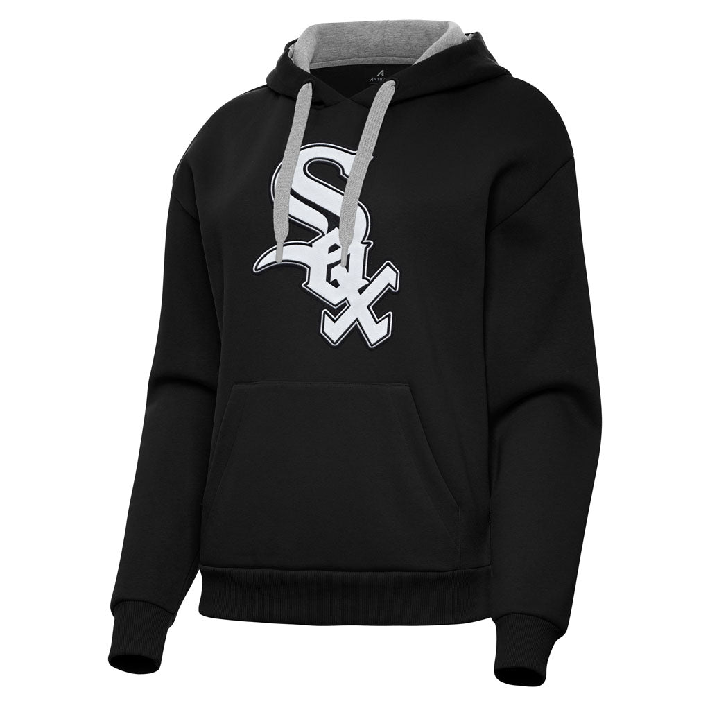 MLB Chicago White Sox Women's Antigua Full Front Victory Pullover Hoodie - Black