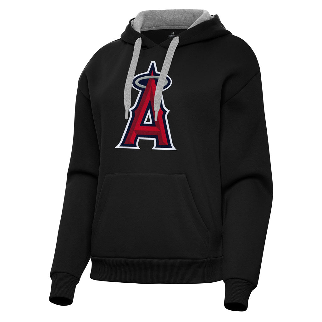 MLB Los Angeles Angels Women's Antigua Full Front Victory Pullover Hoodie - Black