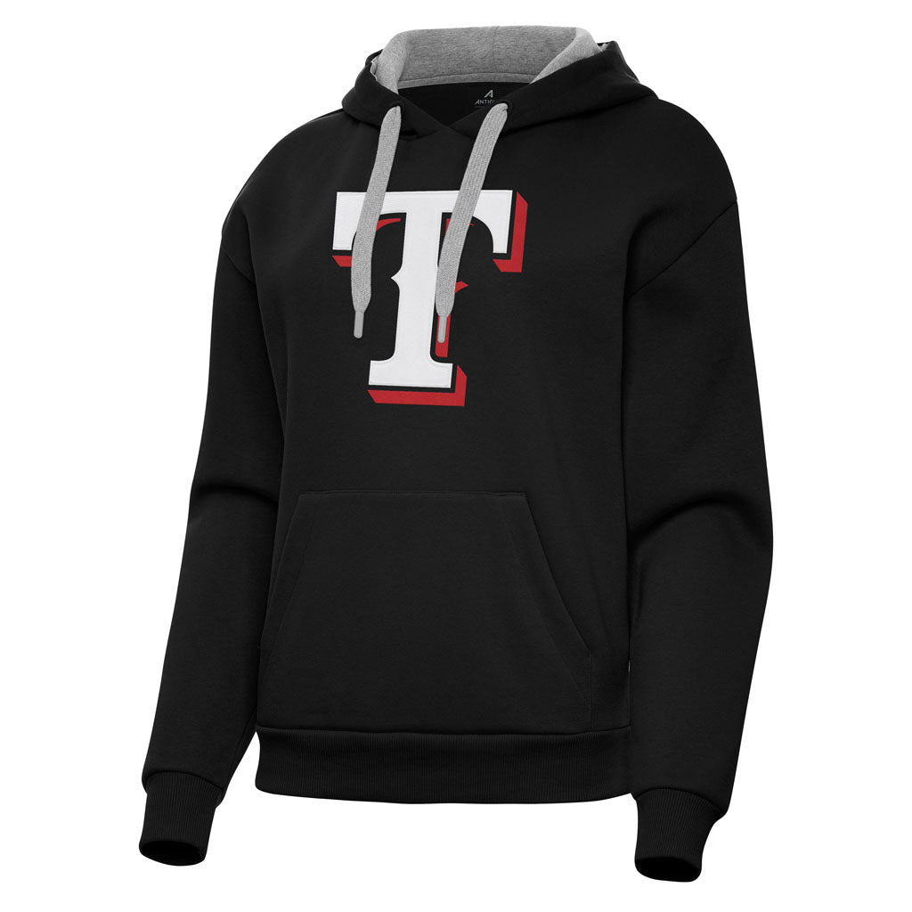 MLB Texas Rangers Women's Antigua Full Front Victory Pullover Hoodie - Black