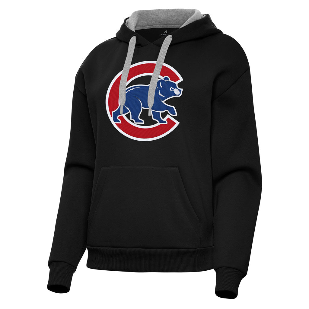 MLB Chicago Cubs Women's Antigua Full Front Victory Pullover Hoodie - Black
