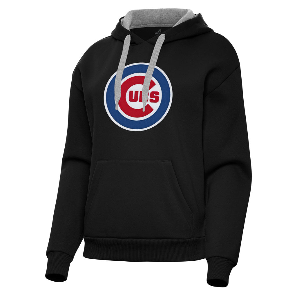 MLB Chicago Cubs Women's Antigua Full Front Victory Pullover Hoodie - Black