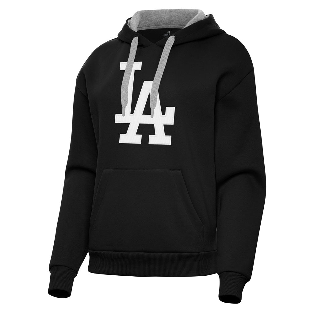 MLB Los Angeles Dodgers Women's Antigua Full Front Victory Pullover Hoodie - Black