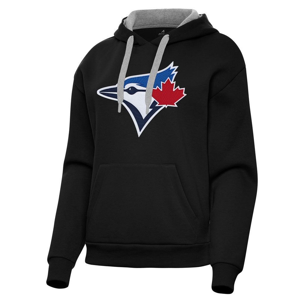 MLB Toronto Blue Jays Women's Antigua Full Front Victory Pullover Hoodie - Black