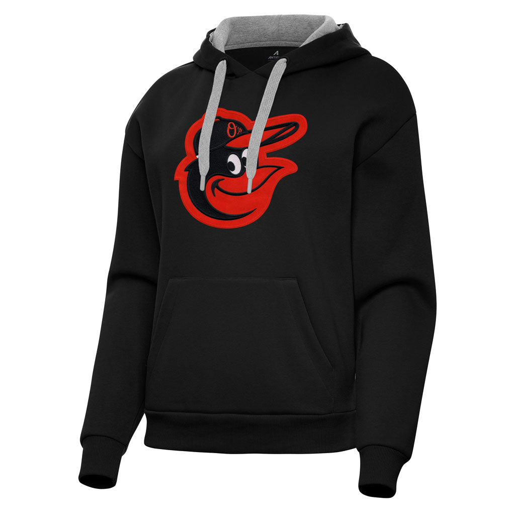 MLB Baltimore Orioles Women's Antigua Full Front Victory Pullover Hoodie - Black