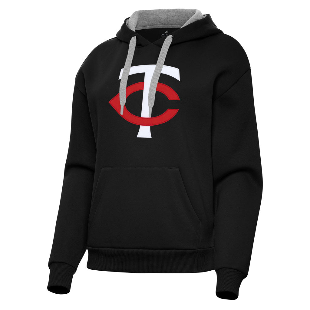 MLB Minnesota Twins Women's Antigua Full Front Victory Pullover Hoodie - Black