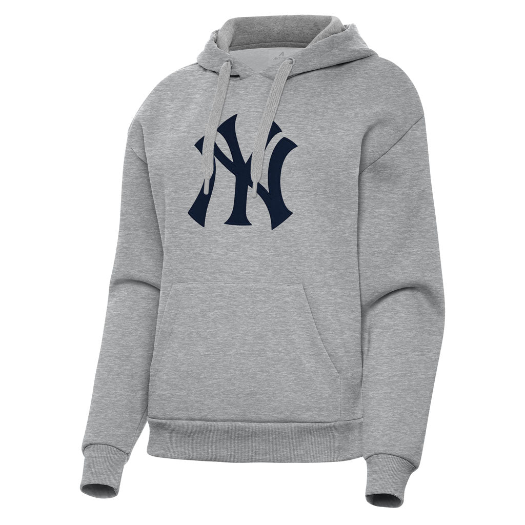 MLB New York Yankees Women's Antigua Full Front Victory Pullover Hoodie - Heather gray