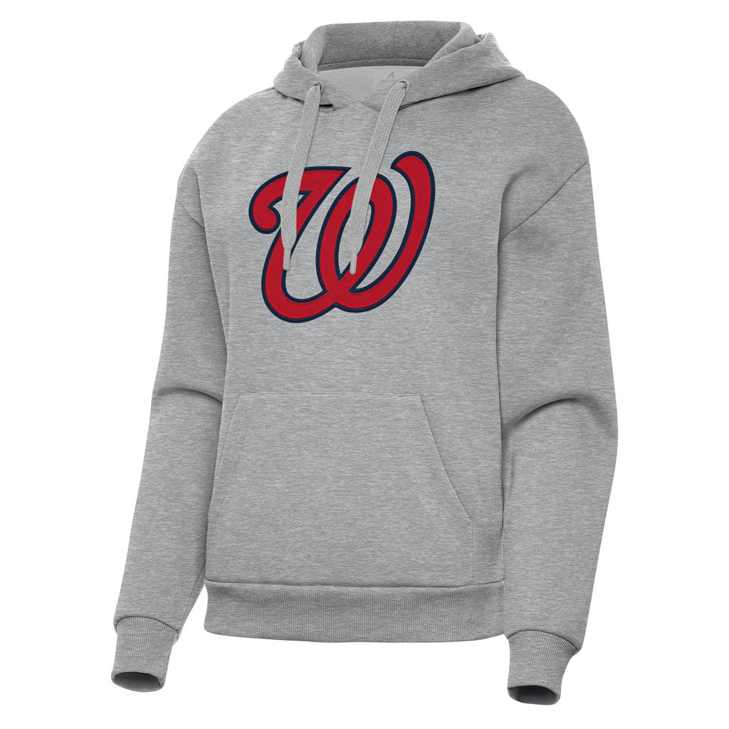 MLB Washington Nationals Women's Antigua Full Front Victory Pullover Hoodie - Heather gray