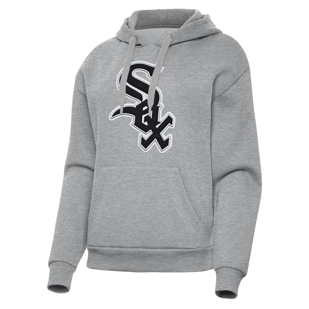 MLB Chicago White Sox Women's Antigua Full Front Victory Pullover Hoodie - Heather gray