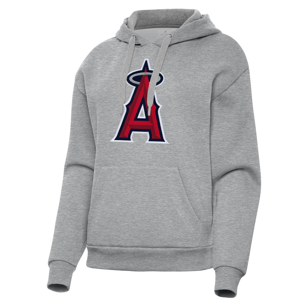 MLB Los Angeles Angels Women's Antigua Full Front Victory Pullover Hoodie - Heather gray