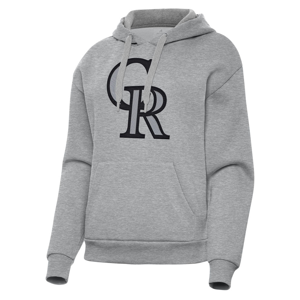MLB Colorado Rockies Women's Antigua Full Front Victory Pullover Hoodie - Heather gray