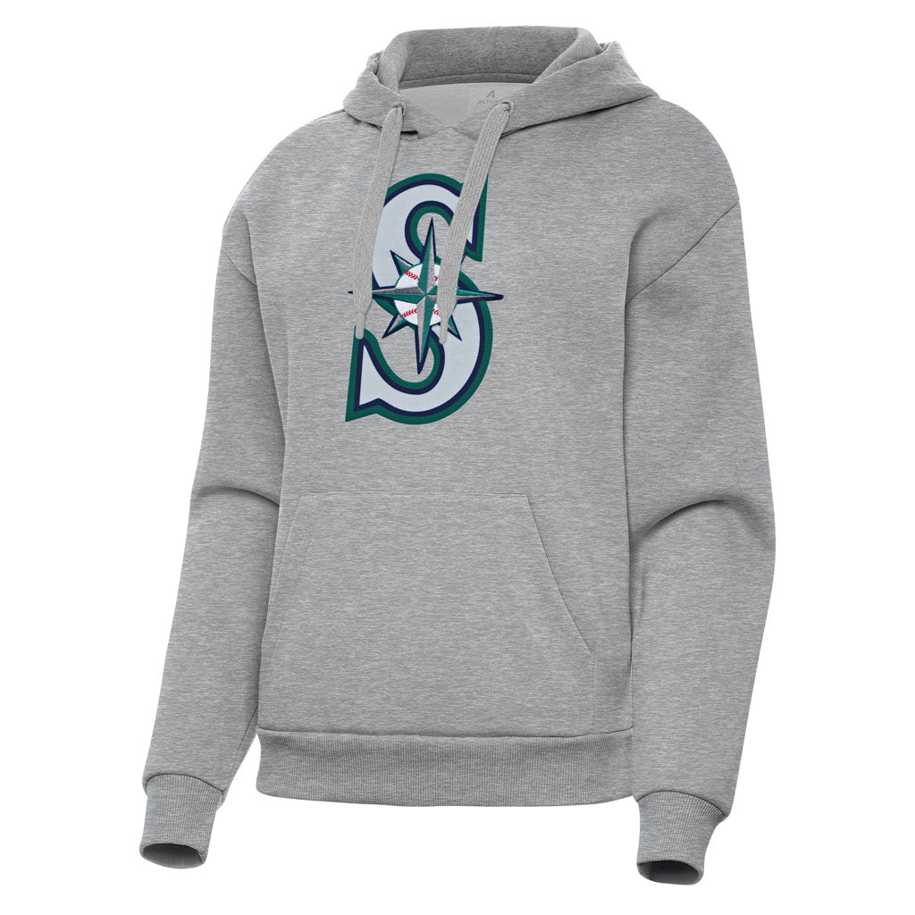 MLB Seattle Mariners Women's Antigua Full Front Victory Pullover Hoodie - Heather gray
