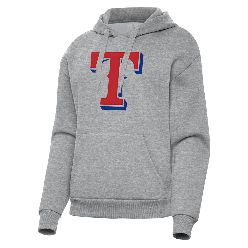 MLB Texas Rangers Women's Antigua Full Front Victory Pullover Hoodie - Heather gray