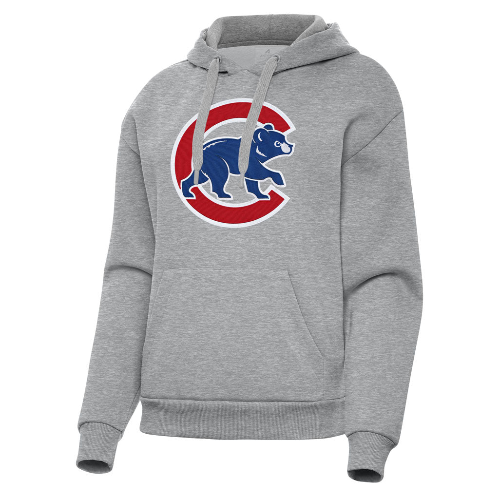 MLB Chicago Cubs Women's Antigua Full Front Victory Pullover Hoodie - Heather gray