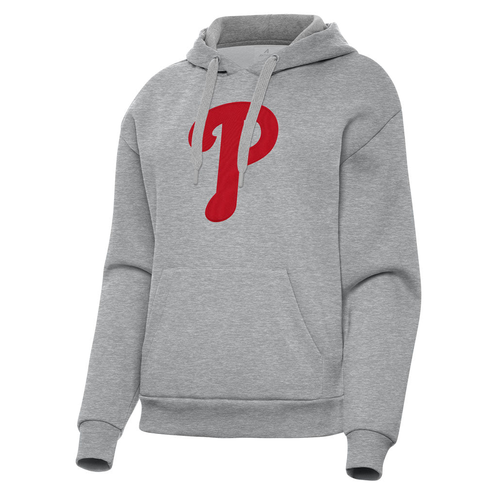 MLB Philadelphia Phillies Women's Antigua Full Front Victory Pullover Hoodie - Heather gray