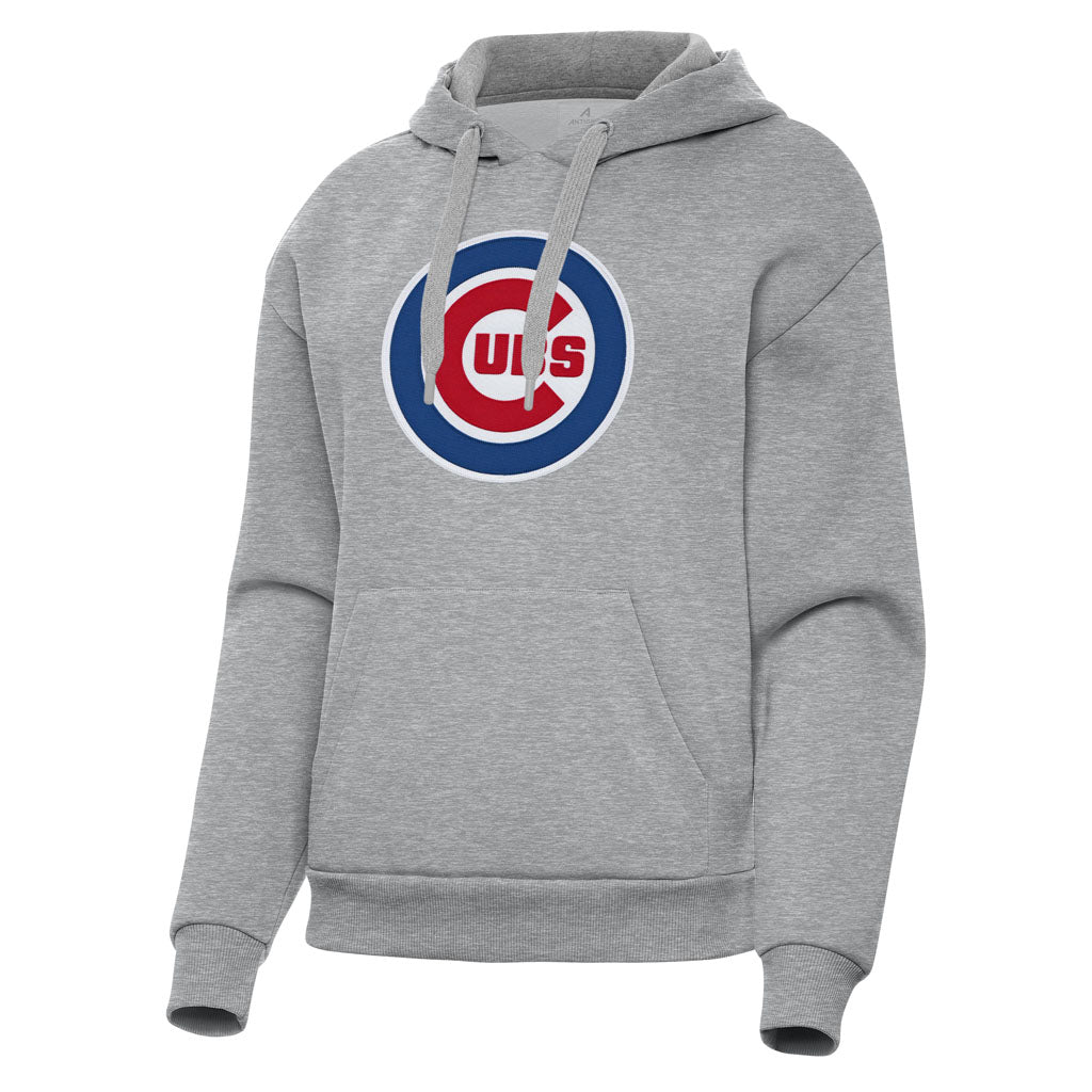 MLB Chicago Cubs Women's Antigua Full Front Victory Pullover Hoodie - Heather gray