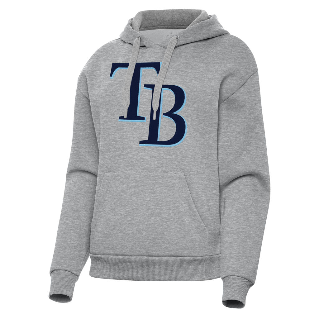 MLB Tampa Bay Rays Women's Antigua Full Front Victory Pullover Hoodie - Heather gray